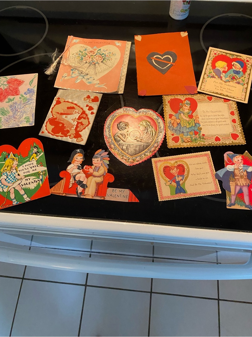 Vintage Valentine Card Lot - Red & Pink Heart Designs